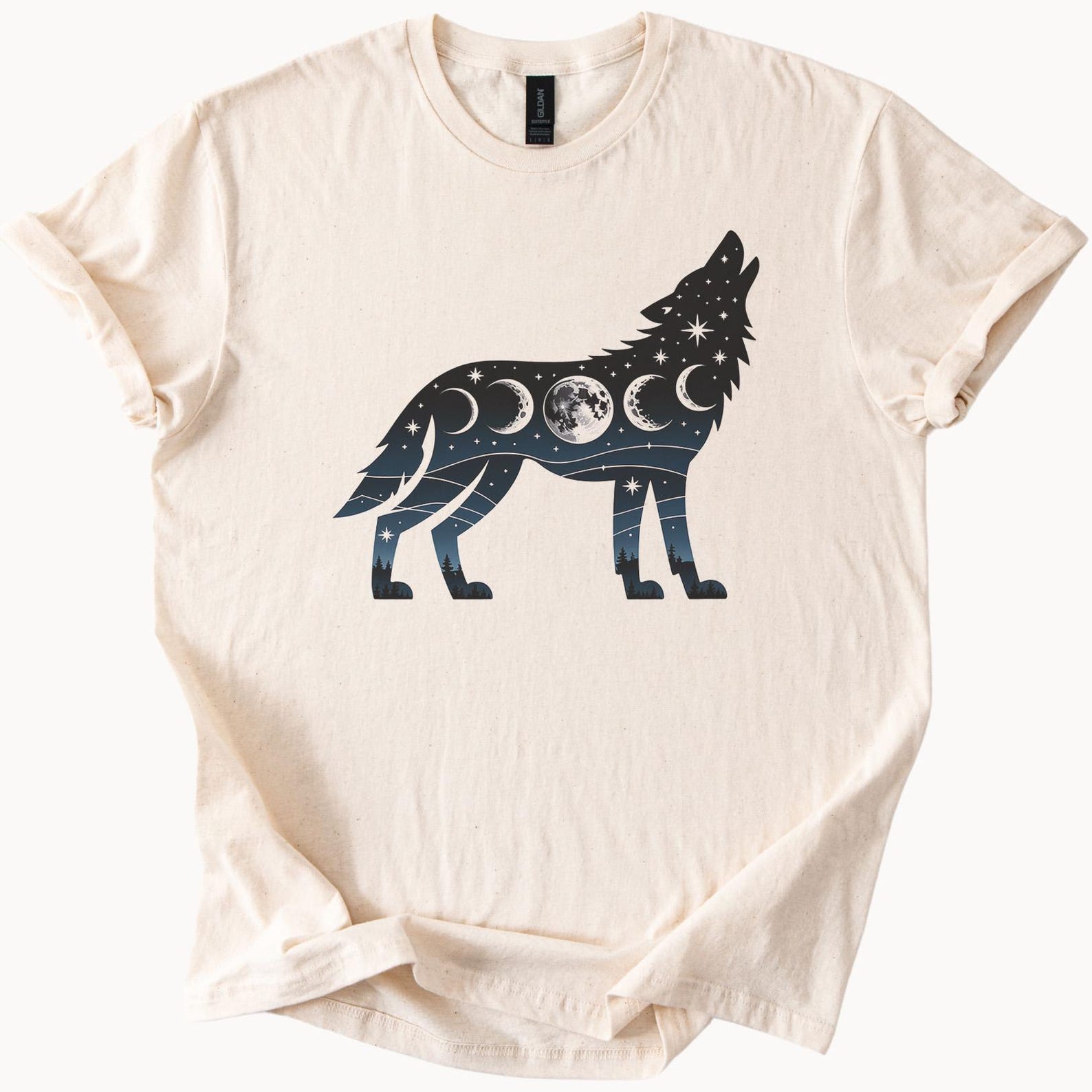 Howling Wolf Moon Phases TShirt Celestial Graphic Tee Witchy Gift Nature Lover Shirt 110