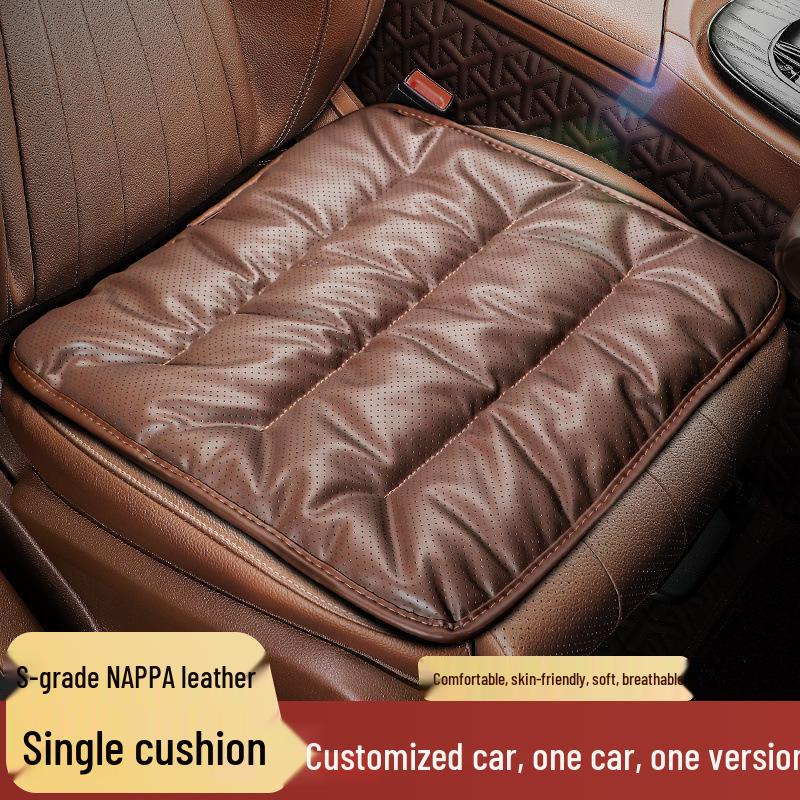 Universal Premium Nappa Leather Car Seat Cushion for All Seasons, Single Piece, Compatible with Mercedes-Benz and BMW
