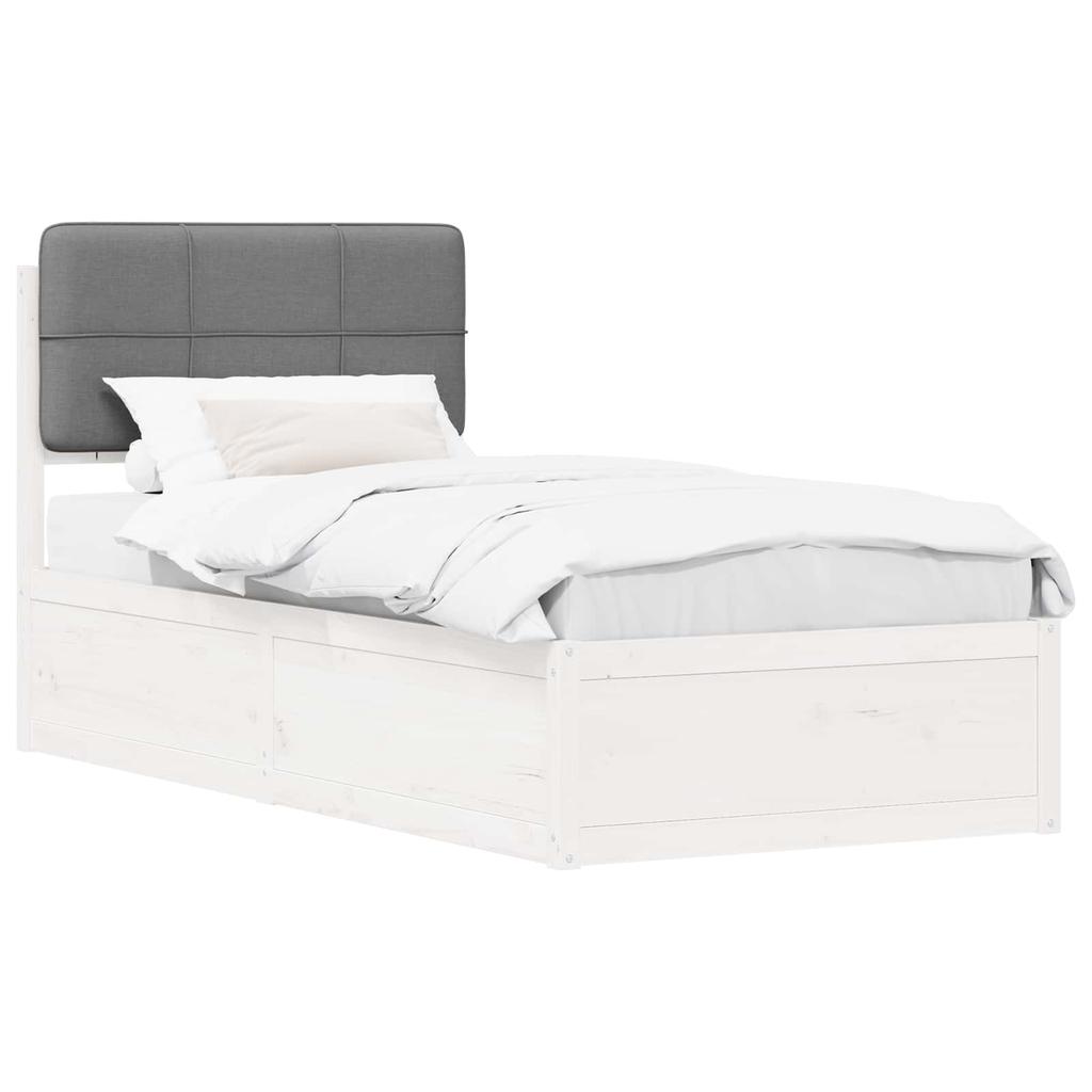 Bed Frame with Upholstered Headboard Light Grey 75 x 190 cm