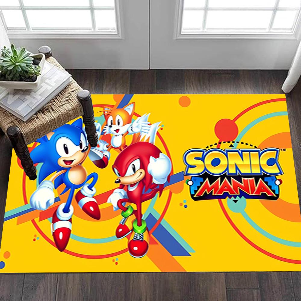 Sonic The Hedgehog Group Decoration,Carpet,Living Room,Bedroom, Non-slip,Square rug