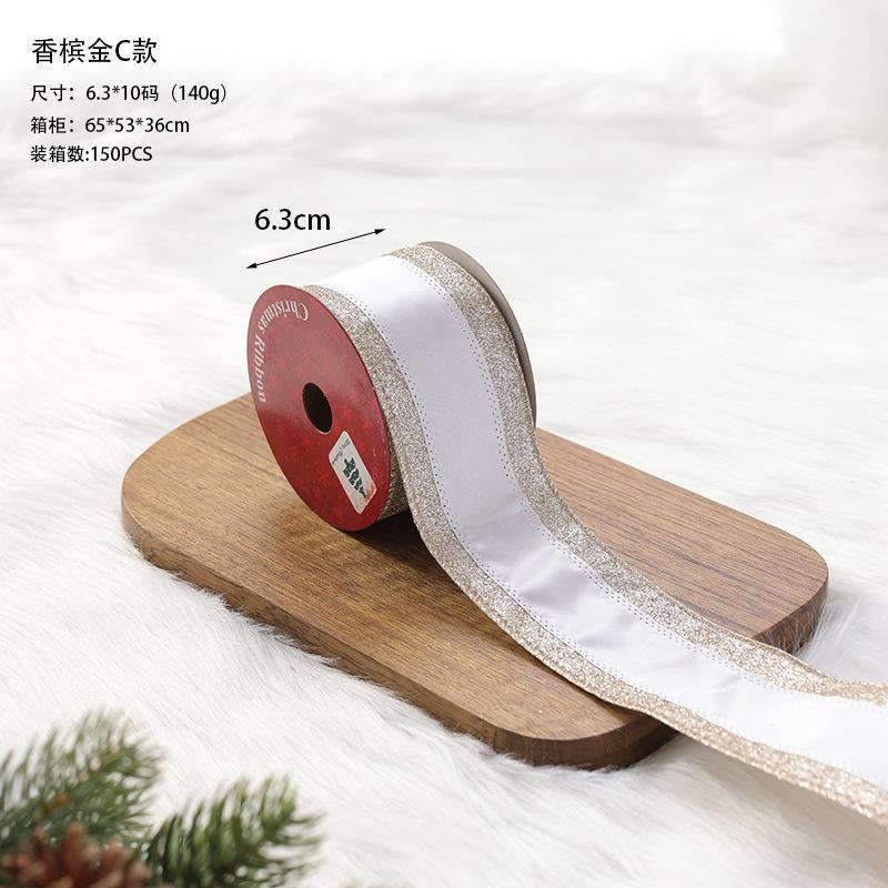New Christmas Transparent Mesh Snowflake Ribbon Handmade Bowknot Props Gift Packaging Hanging Wall Hanging Interior Decoration
