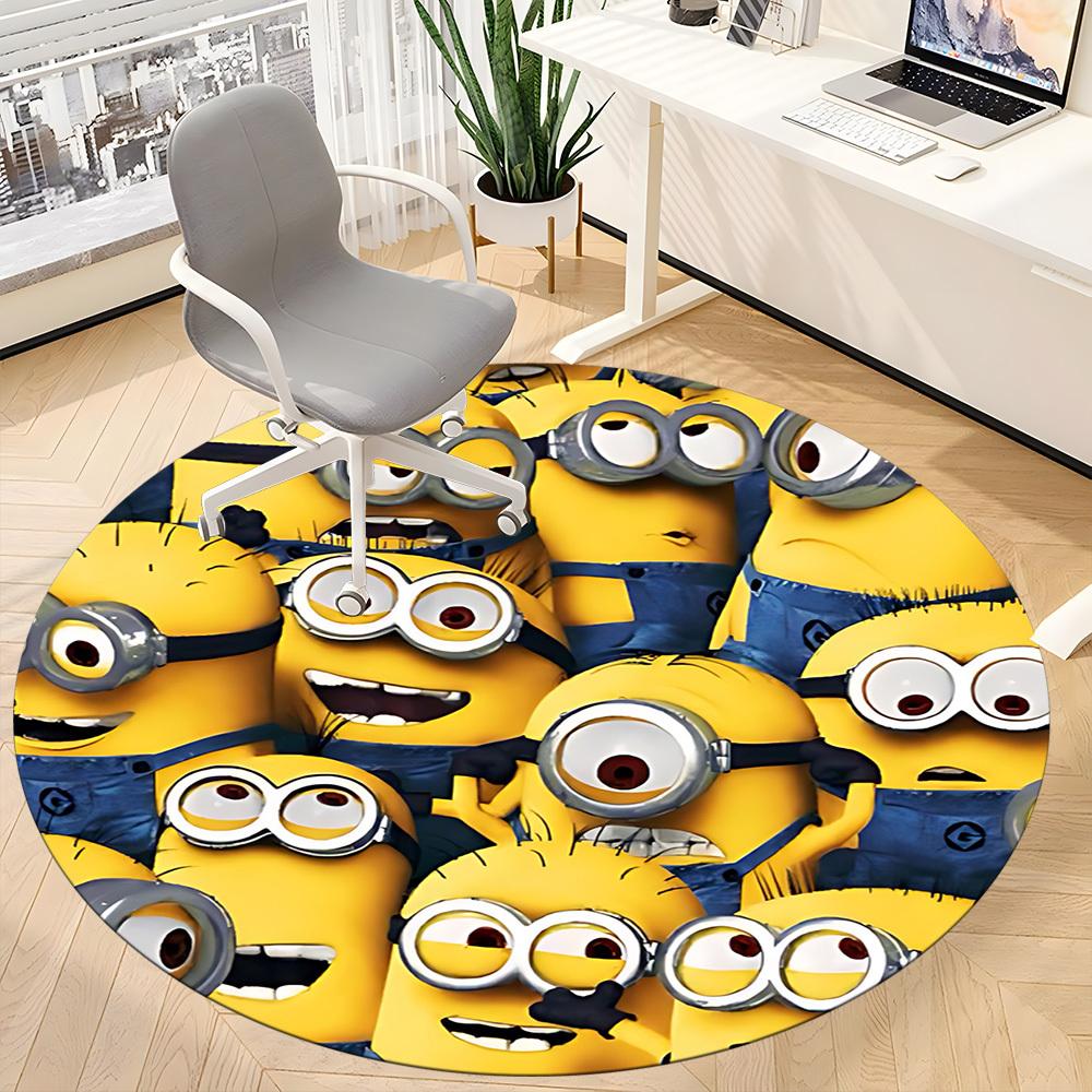 Minions Office Round Area Rug, Under Office Chairs Bedroom Living Room Home Decor  a1022157