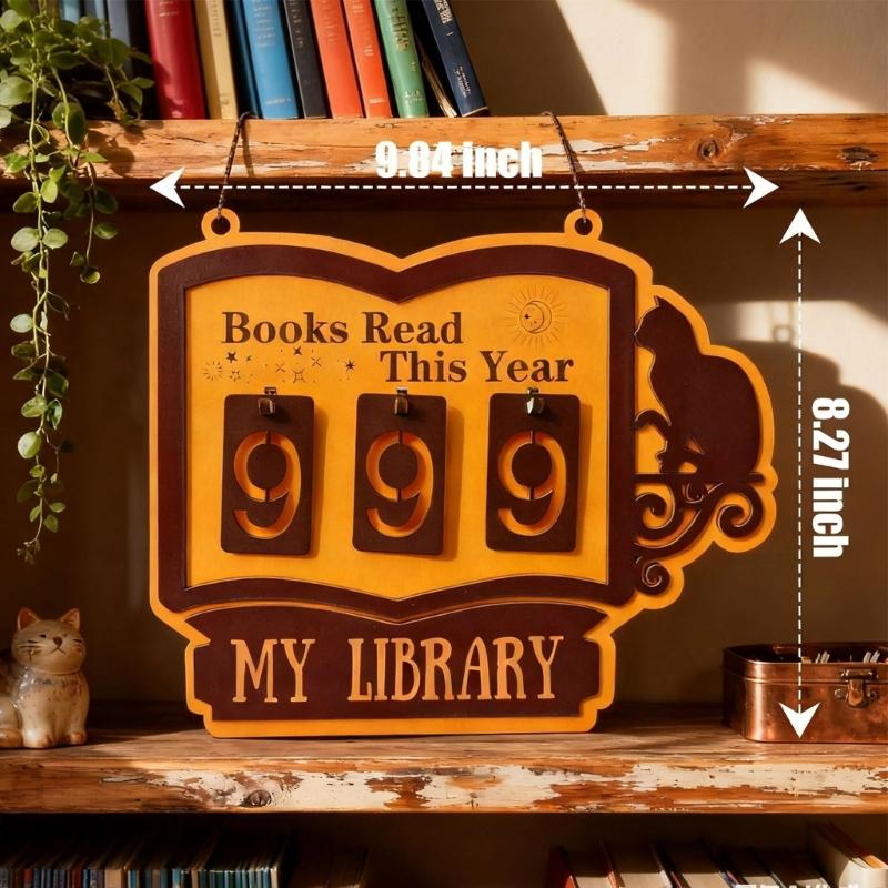 Bücherregal Dekorationen Buch Lesezähler für dieses Jahr, Herausforderungsgeschenk für Buchliebhaber, Interessantes Hängedekoration für Heimbibliothek