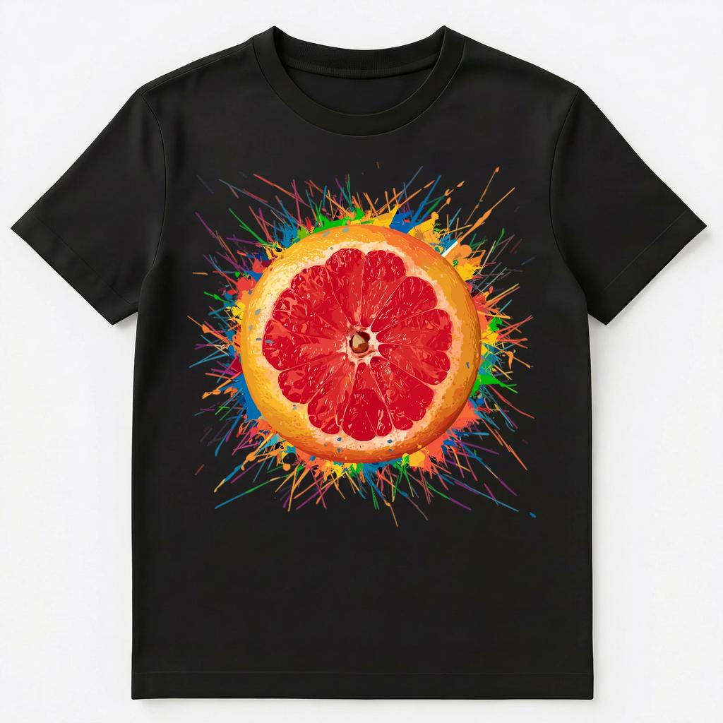 Colorful Paint Splash Grapefruit Art Graphic Unisex T-Shirt