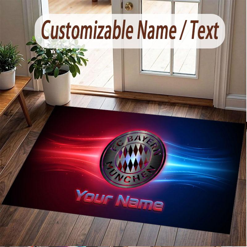 Custom Rug Bayern Munich Pattern Print Name Text Soft Non‑Slip Floor Carpet for Home Indoor Decoration