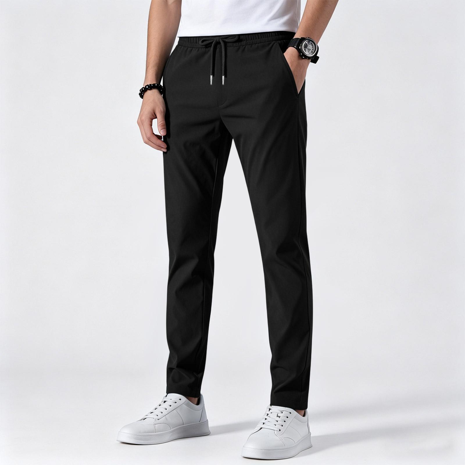 

Men’s Lightweight Quick Dry Athletic Training Pants Breathable Sports Trousers for Football Running Fitness Workout Adjustable Waist XXL чорний