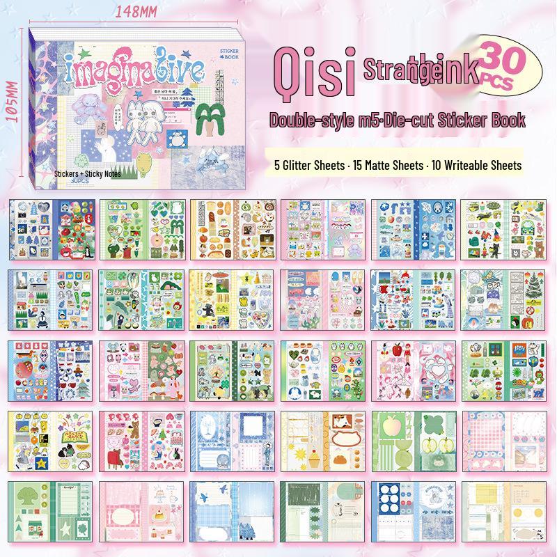 Jilü Xīnmò Двусторонние Милые Корейские Стикеры-Заметки M5 для Ежедневника и DIY Декора