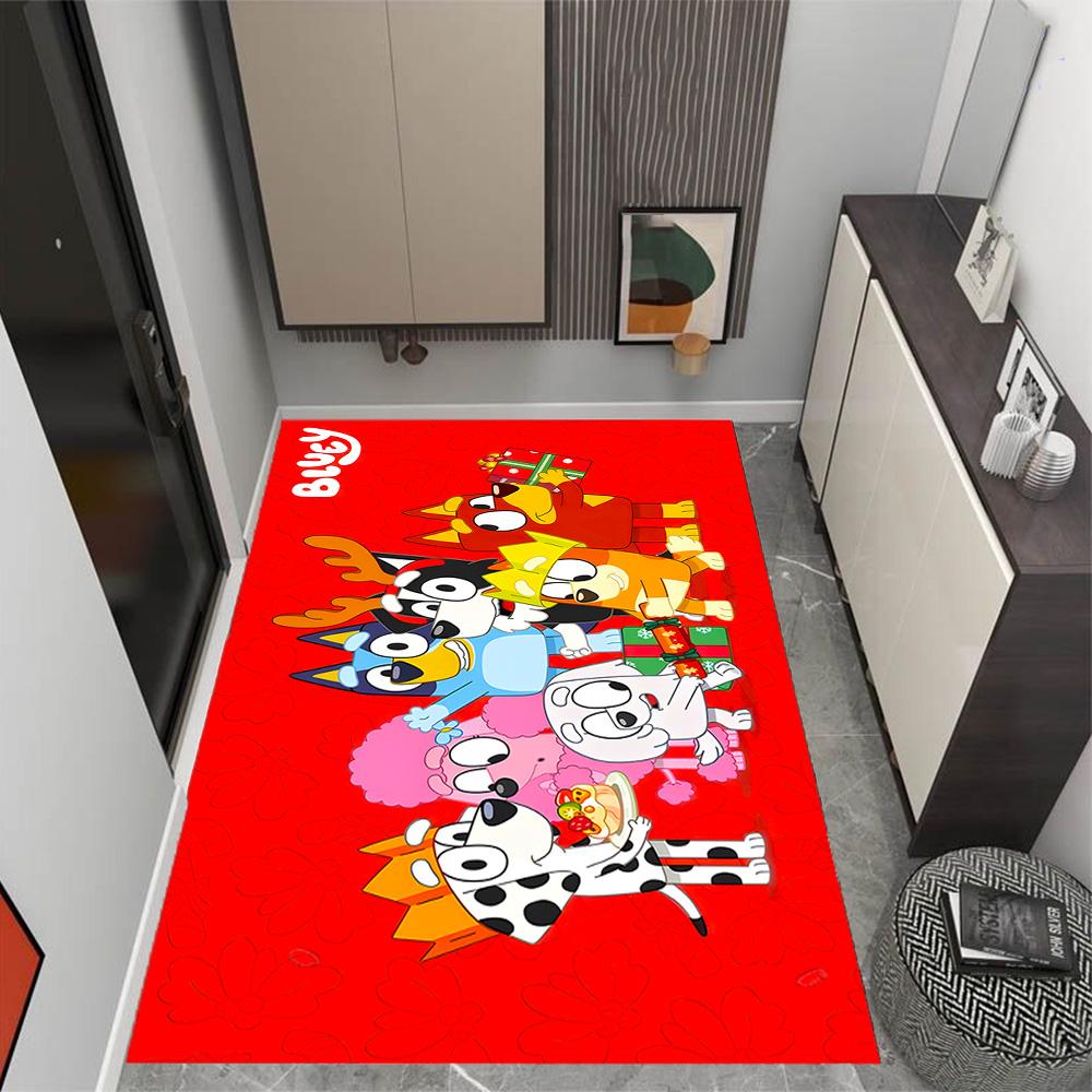 Tappeti Antiscivolo a Tema Amici Colorati di Bluey - Arredamento per la Casa in Poliestere, Adatti per Camere da Letto, Soggiorni, Ingressi, Studi e Decorazioni