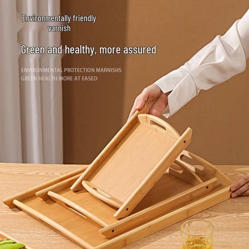 OLOEY Bamboo Wood Serving Tray with Handles