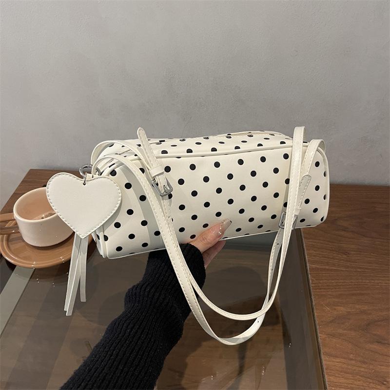 Retro Dot Pu Shoulder Bags for Women Large Capacity Ladies Underarm Bag Korean Style Versatile Portable Girls Pillow Handbags