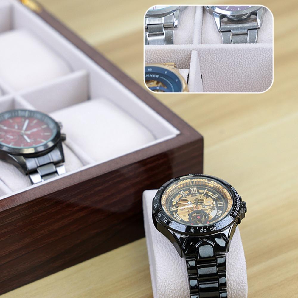 Watch Box, Wooden Watch Organizer, High-end Watch Storage Box, 10 Slots Display Case with Large Glass Lid, Ideal Gift