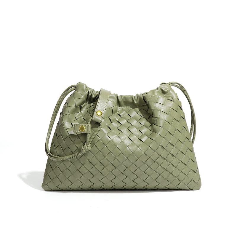 Lyckopåse, Enaxlad Damväska, Handvävd Väska, Rynkad Molnväska, Trendig och Retro Crossbody-väska