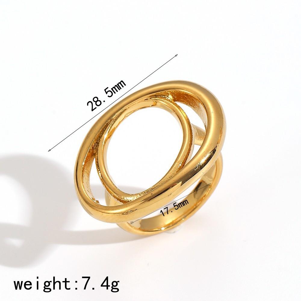 Stainless Steel Geometric Ring Collection With True Gold Finish For Trendy Ladies