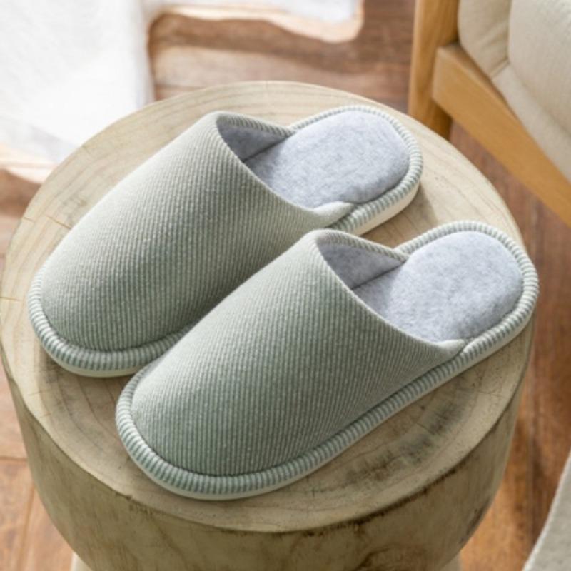 Japanese autumn and winter indoor warm cotton slippers women's household wooden floor home home non-slip couple outdoor male plus size