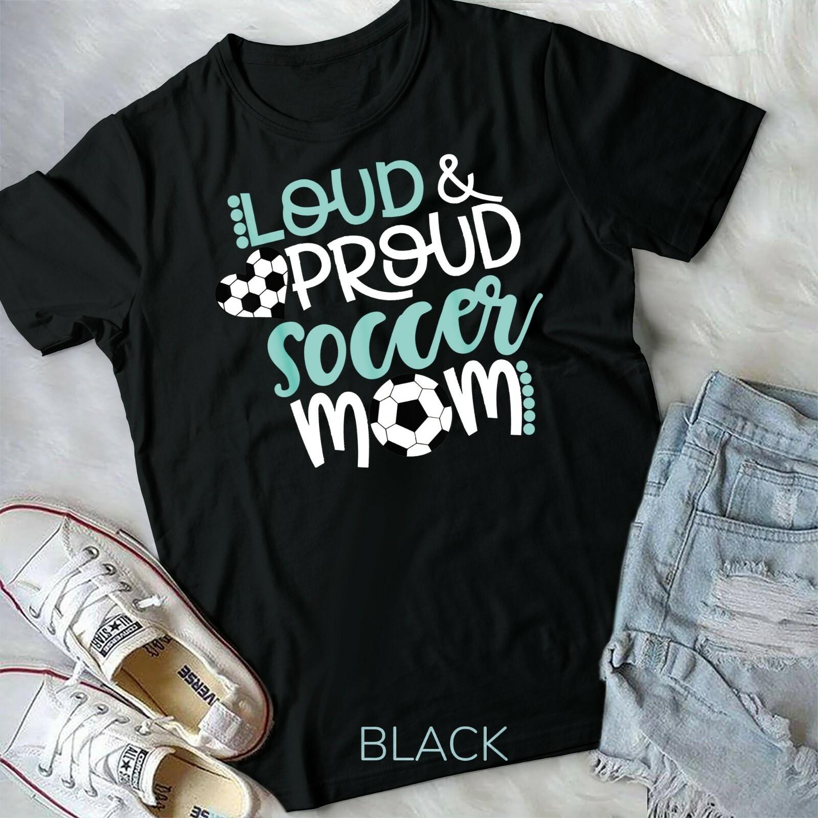 Loud and Proud Soccer Mom Teal and White T-shirt T-shirt Unisex Youth T-shirt L