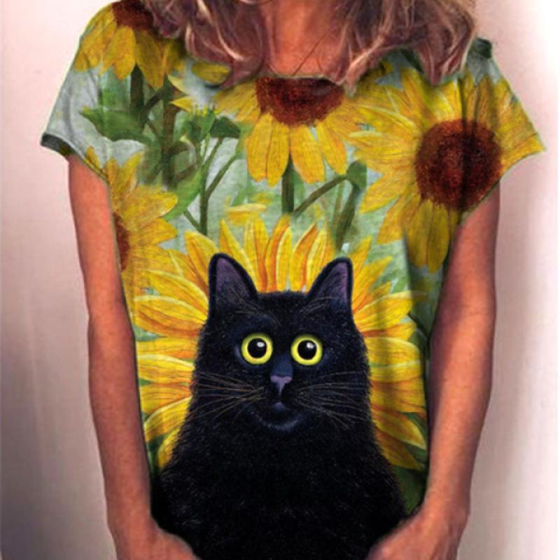 

Размер 8XL, женская футболка с 3D цветочным принтом, лето 2024, новая модная повседневная рубашка с круглым вырезом и коротким рукавом, уличная одежда, женские футболки розового цвета 8XL