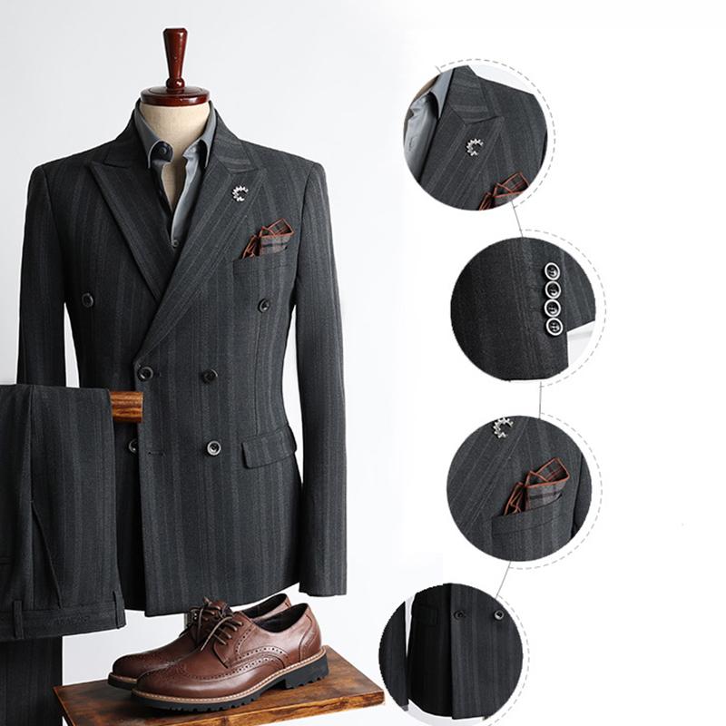 Elegant Man Suit Wedding Slim Fit Double Breasted Buttons Casual Business Man Outfit Set