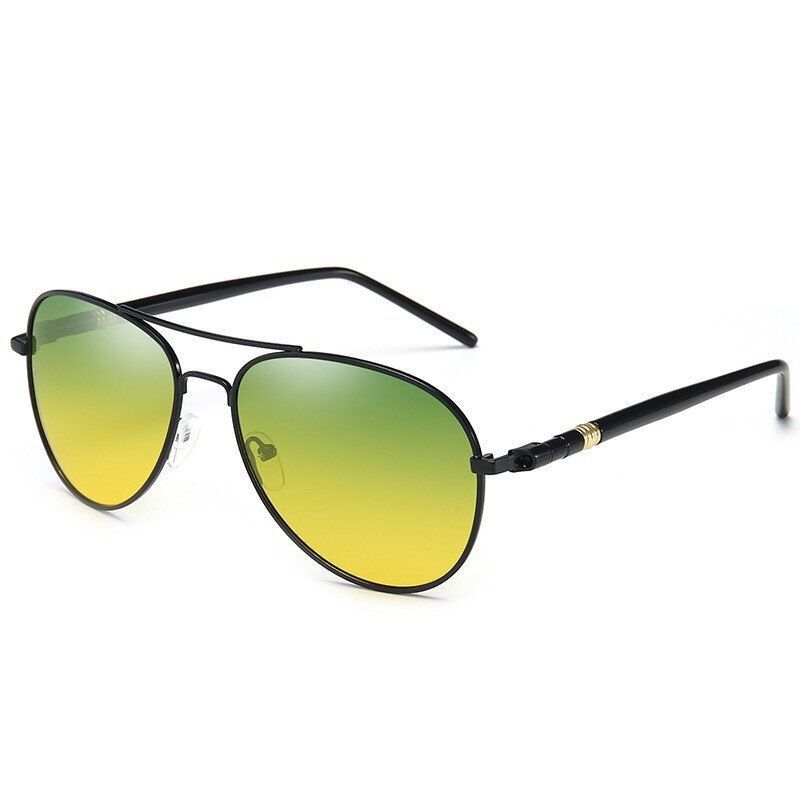 Herren Tag- und Nachtsichtbrille Edelstahl Aviation UV400 Polarisierte gelbe Linse Damen Autofahrer-Sonnenbrille Klassische Schutzbrille
