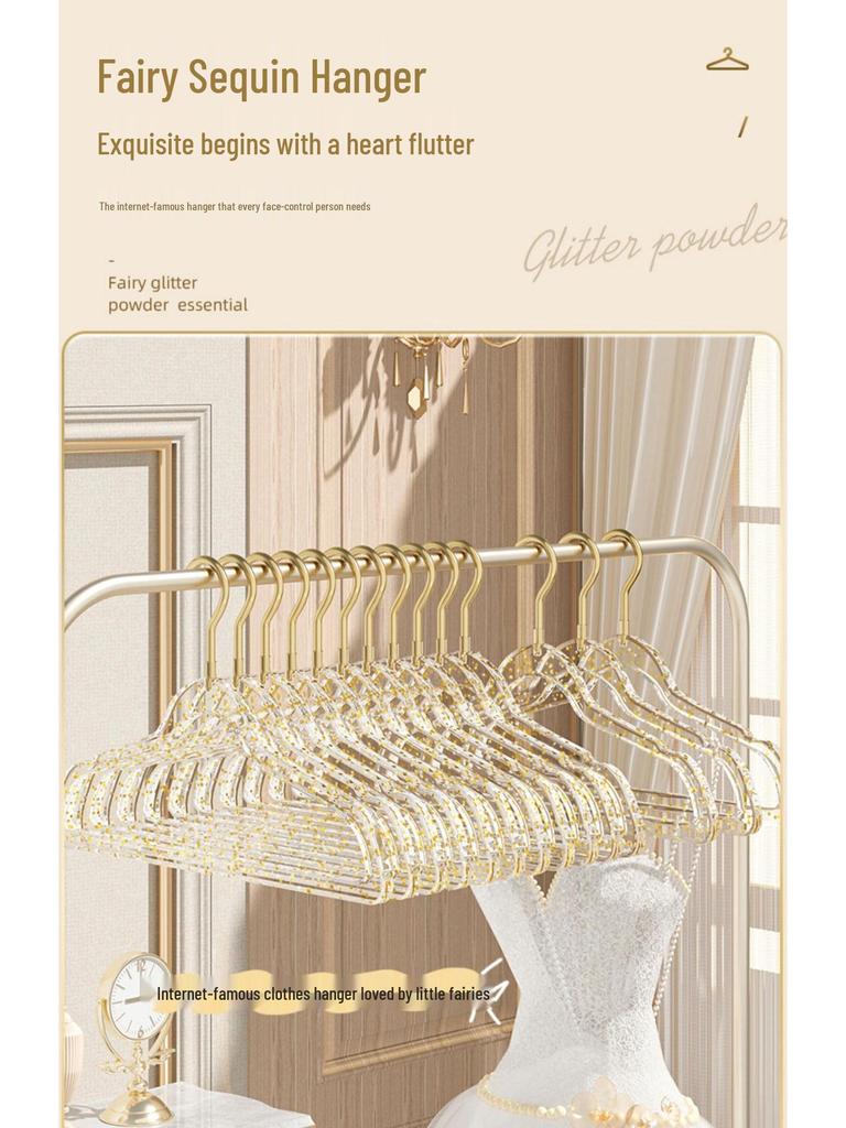 Cute Acrylic Crystal Clothes Hanger for Women's Seamless Clothing - Transparent with Gold Powder