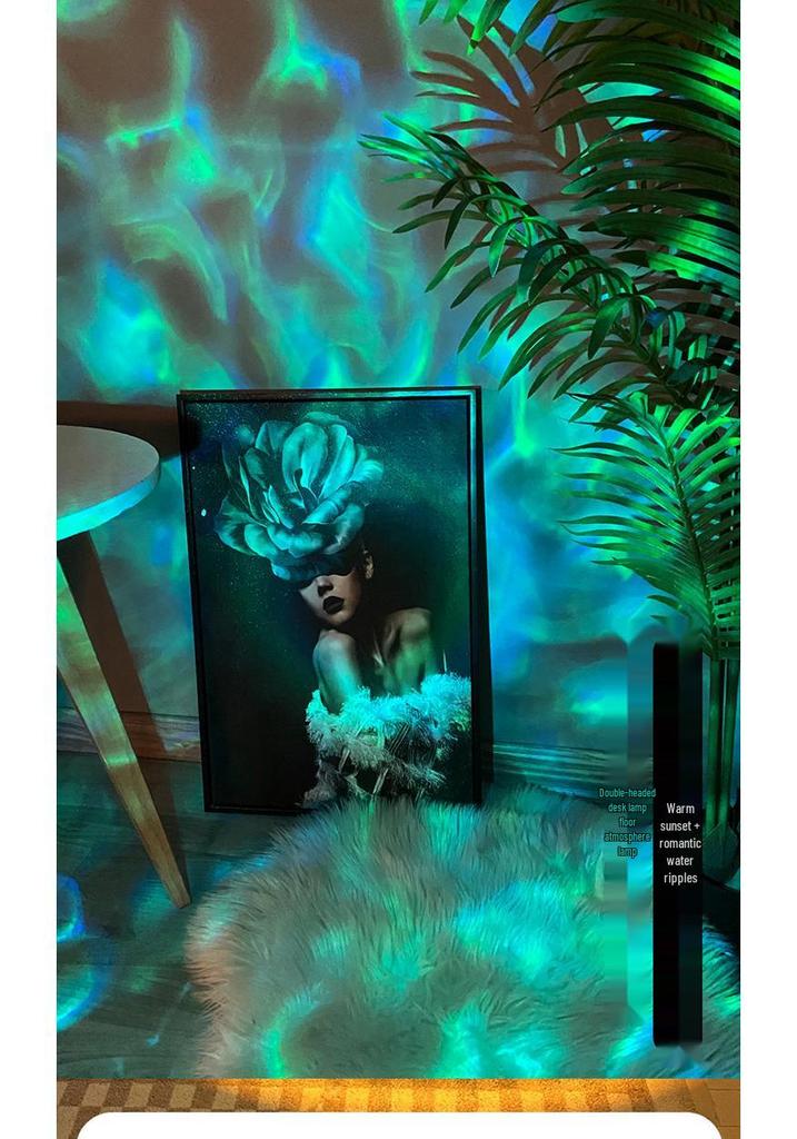 Net Celebrity Water Ripple Atmosphere Lamp – Desk, Floor, and Bedroom Night Light with Sunset Effect. Perfect Gift for Live Broadcast Rooms.