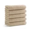Iris Plaza Face Set Latte Microfiber Fabric Fast Polyester and Cotton Towels, 5-Piece (Compact Type), Beige, (Polyester), 34x80cm, Thin, Fluffy,