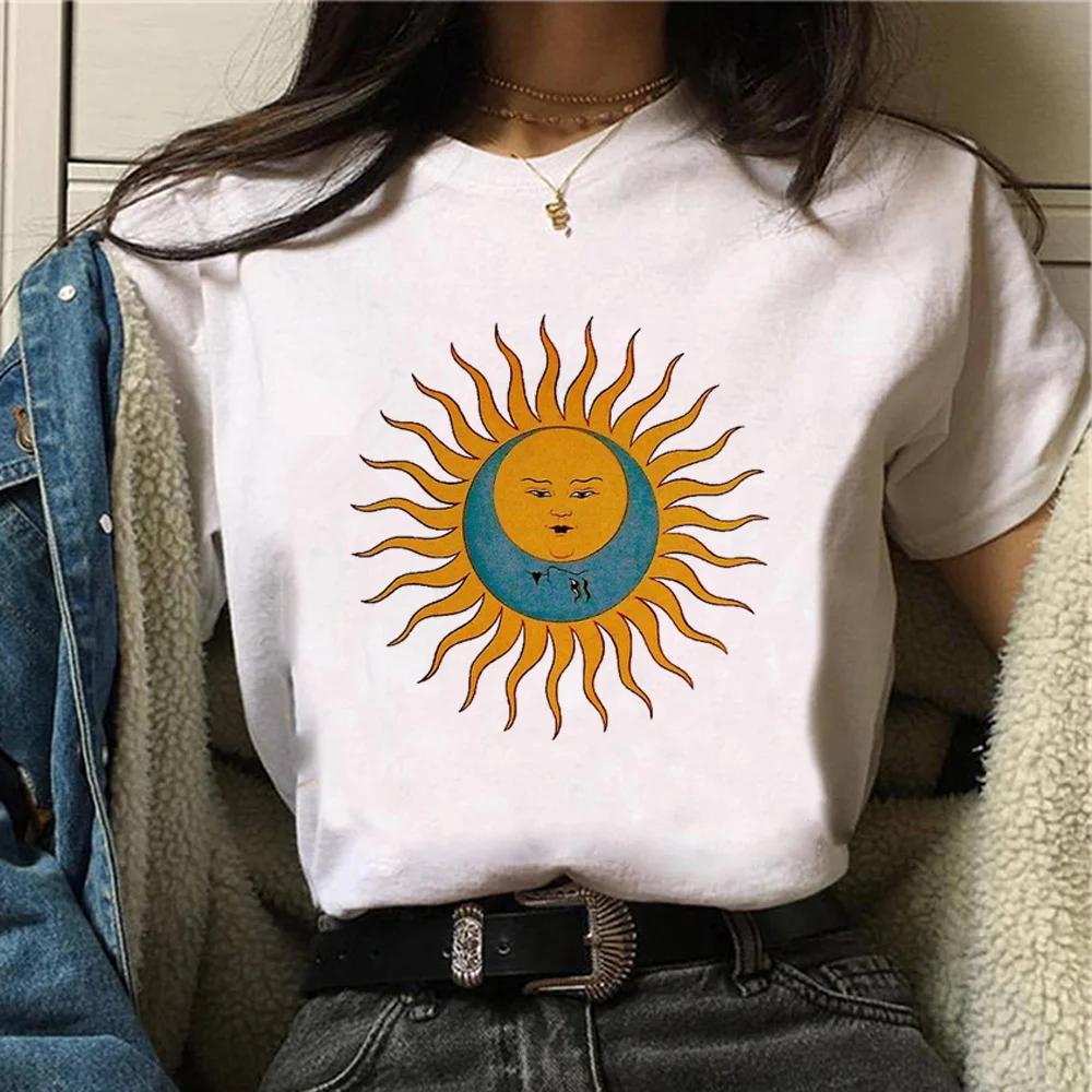Witch Triple Moon Gothic Sun top women harajuku t-shirts girl graphic harajuku 2000s clothing women's gothic style sleeve shirt