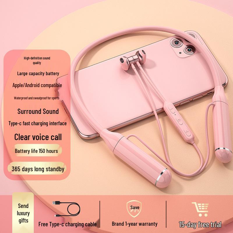 200-Hour Battery Bluetooth Neckband Gaming Earphones with Noise Cancellation