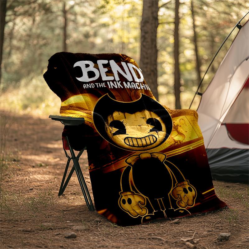Bendy and the Ink Machine Theme Printed Blanket - Perfect for Couch, Bed, Travel & Outdoor Use | Machine Washable, Cozy & Durable.