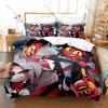 Helluva Bedding Set Duvet Cover + 2 Pillowcases Adult Dark Cartoon Imp Demon Blitzø Stolas Red Hell Neon Gothic Bedroom Decor