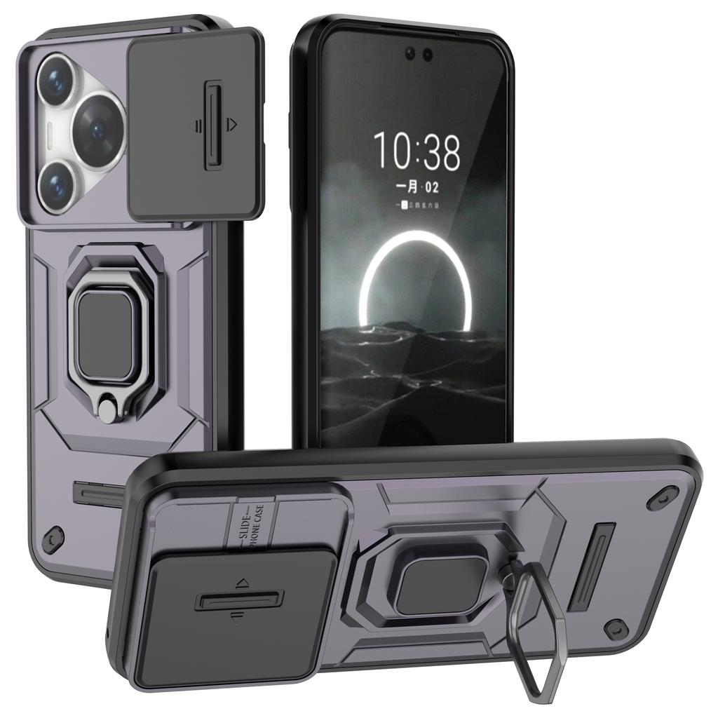 For Huawei Pura 70 Case PC+TPU Protective Phone Shell with Slide Lens Cover