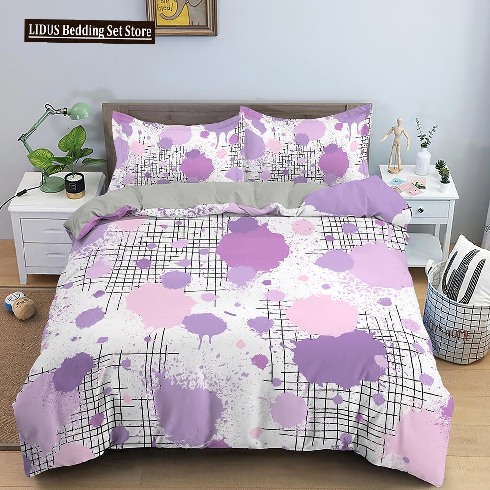 Art Pattern Bedding Set Watercolour Design Colourful Comforter Cover With Pillowcase King Queen Size For Kids Teens Bedding Set
