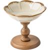 BRCeramic Bowl Floral High-sided Plate Wooden Fruit Plate Dessert Bowl Afternoon Tea Accessories Decorative Tray Kitchen OrganizerEY