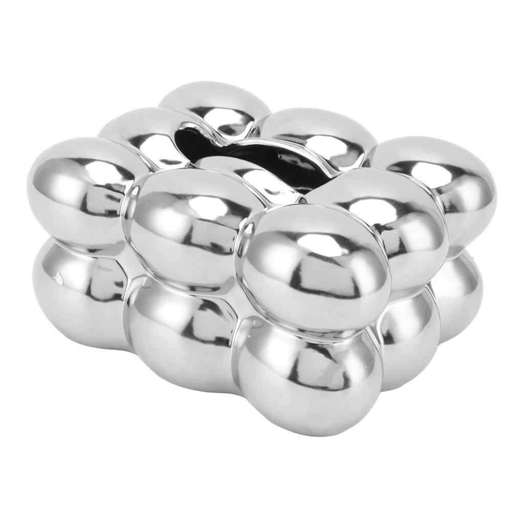 Electroplated Ceramic Tissue Box Case Holder Decorative Elegant Facial Tissue Napkin Dispenser Box Electroplating Silver