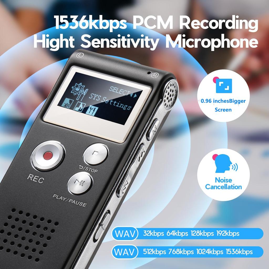 Digital Voice Activated Recorder with Playback 8GB MP3 Player Sound Audio Mini USB Flash Drive Recording