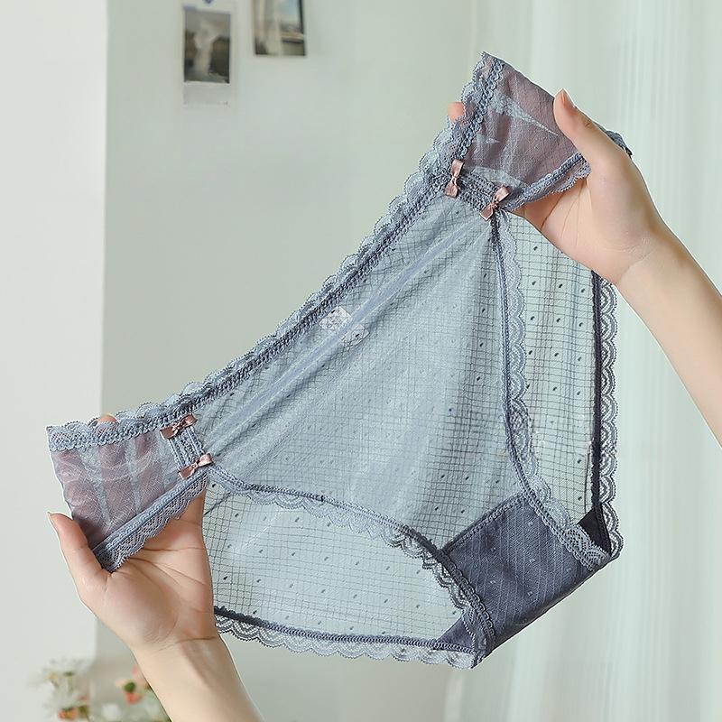 Large Size Sexy Lace Panties Bow Ice Silk Mesh Women’s Panties