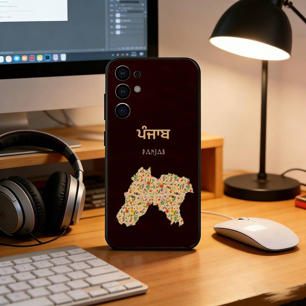 Punjab Map Phone Case For Samsung S25,S24,S21,S22,S23,S30,Ultra,S20,Plus,Fe,Lite,Note,10,Black Cover