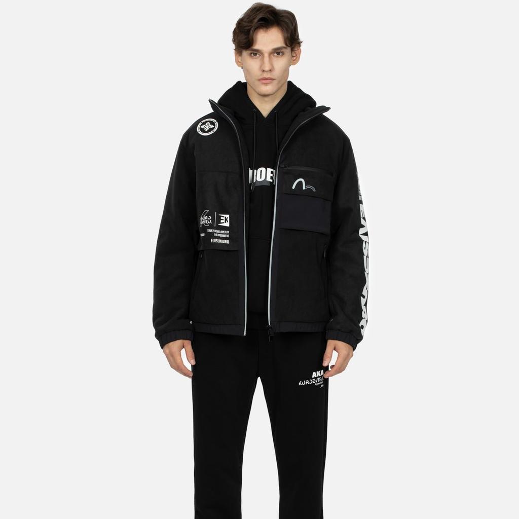 Evisu Multi-Pattern Printed Regular Fit Plush Zip Jacket Men Jacket Black 2EAGNM3JK5012XXPQ