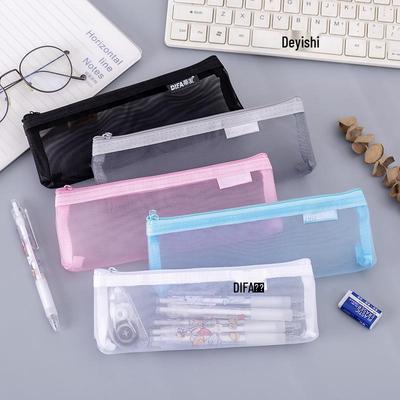 Clear Mesh Pencil Case: Large Capacity Student Exam Storage Bag