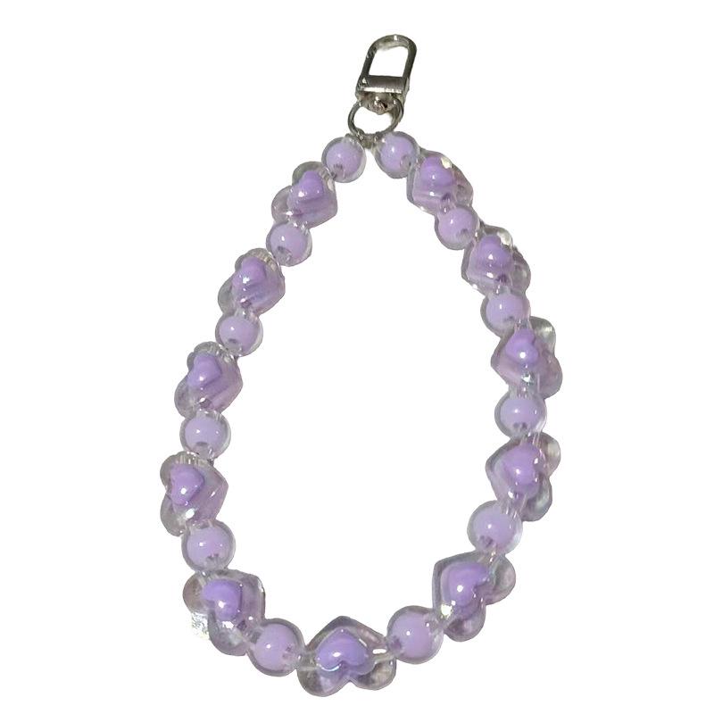 

Resin Beaded Phone Lanyard with 3D Heart Charm - Anti-Lost and Portable Charm Accessory