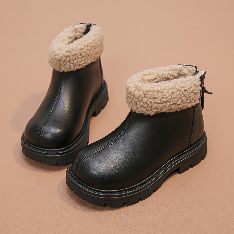 Korean Version Suede Winter Children's Shoes Big Children's Martin Boots Girls' Fur Short Boots Girls' Suede Boots for Warmth
