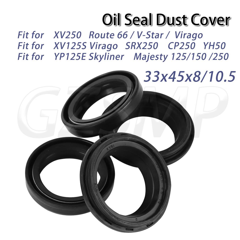 33x45x8/10.5 mm Front Fork Damper Oil Seal Dust Seal Fit for Yamaha XV 250 Route 66 V-Star Virago Majesty 125 150 250