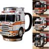 Fire Truck Model Stainless Steel Coffee Mug Rare Car Style Beer Milk Water Cup Home Party Table Decoration New Year Gifts