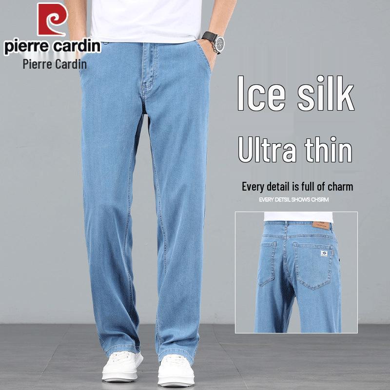 Pierre Cardin Men s Summer Ice Silk Tencel Straight-Leg Jeans 38