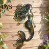 Beach House Wall Accents Metal Mermaid Decoration, Three-dimensional Hollow Iron Art Vintage Style Ocean Decor Sculpture, Retro Hanging Figures