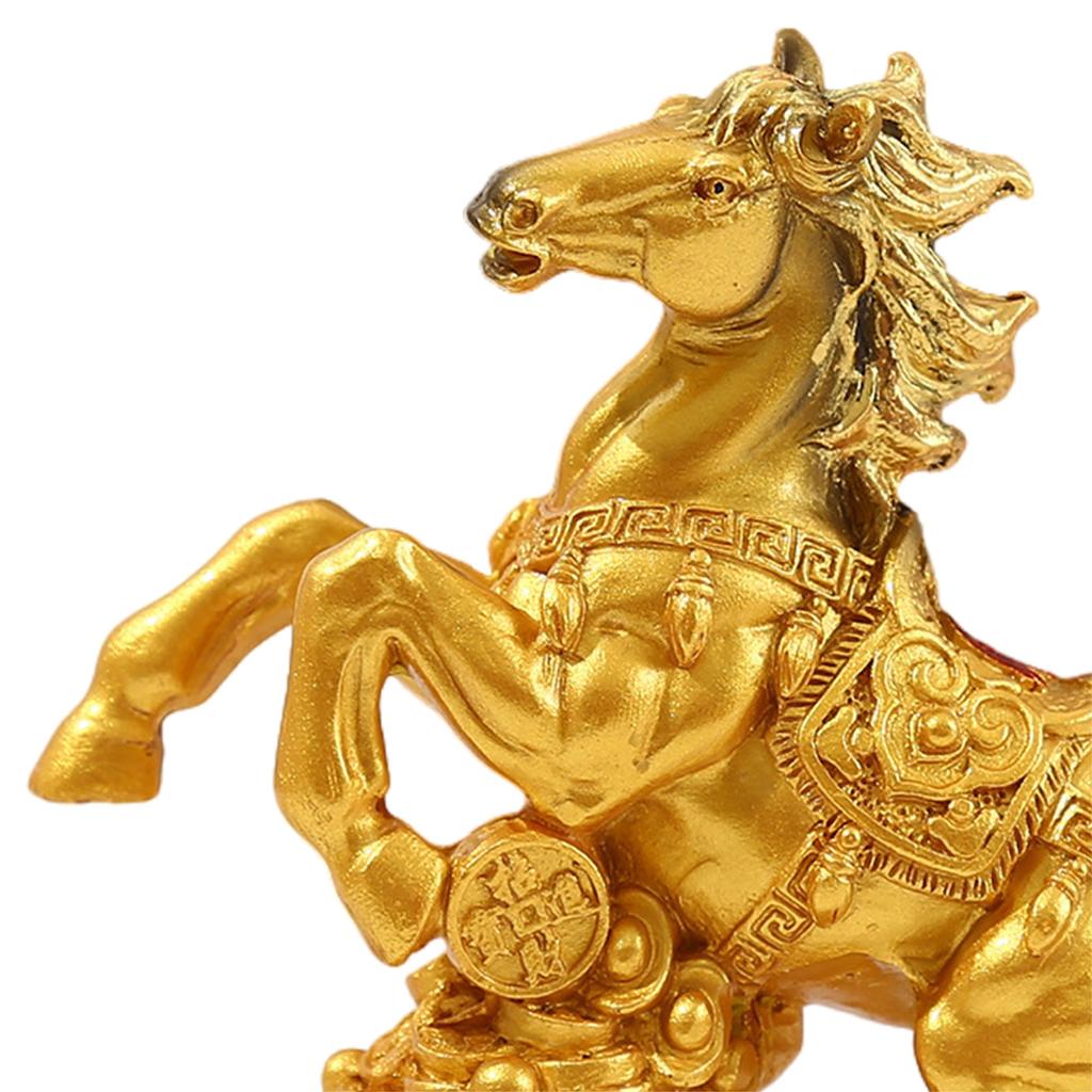 Resin Standing Horse Sculpture Zodiac Blessing Souvenir Feng Shui Horse Year Ornament for Home Room Office Decoration