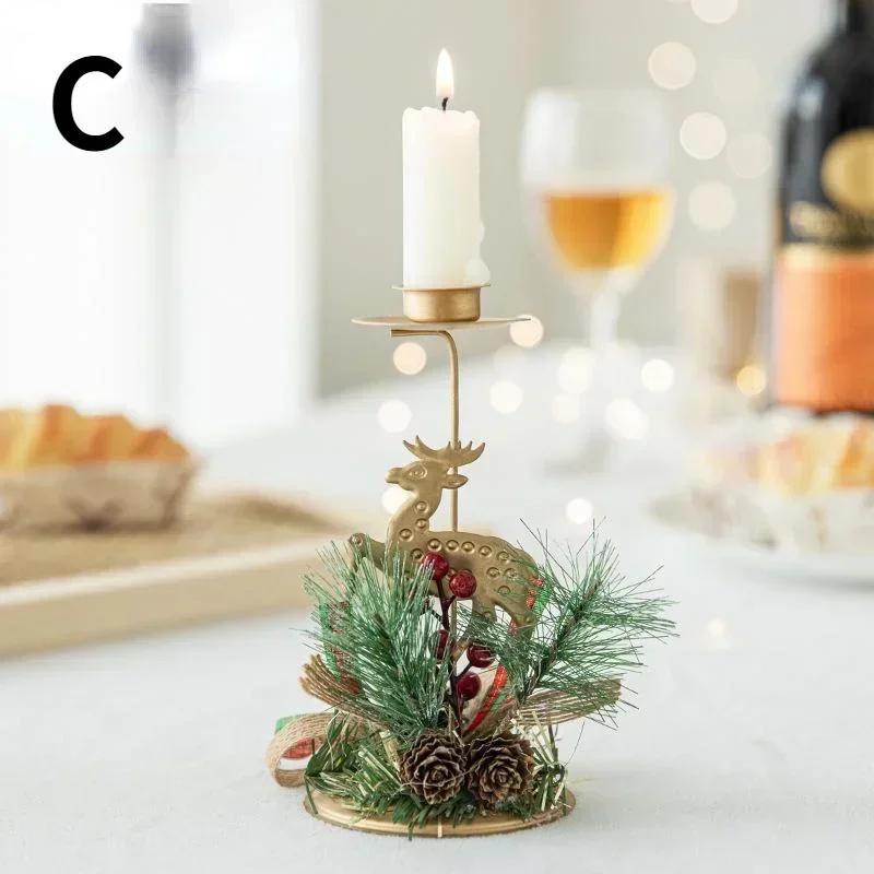 Christmas Home Decoration Candlestick Elk Snowflake Pentagram Candlestick Christmas Window Decoration Desktop Layout Candle