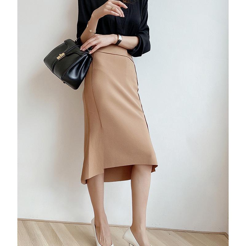 

Women s High Waist Slim Fit Fishtail Slit Skirt Small чёрный