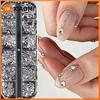 12 Grids Silvery Rhinestones Nail Charms Butterfly Bow Star Moon Heart Triangle Crystal Gems 3D Nail Art Decorations Accessories