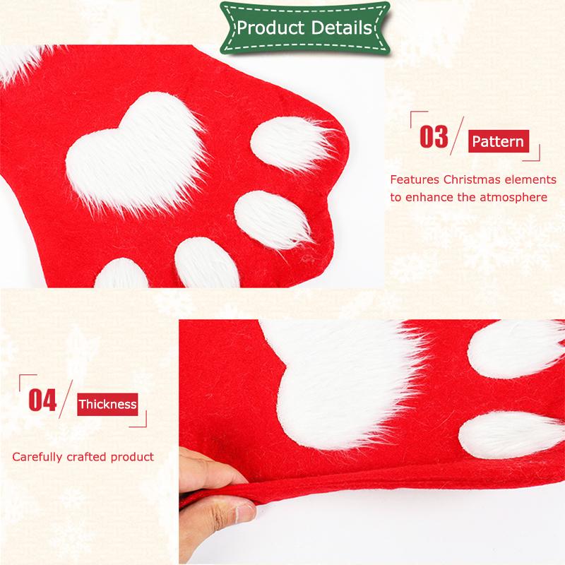 1PC Reusable Christmas Gift Bags with Sock Design Matching Red-Grey Christmas Sock & Bag Set 44x22cm