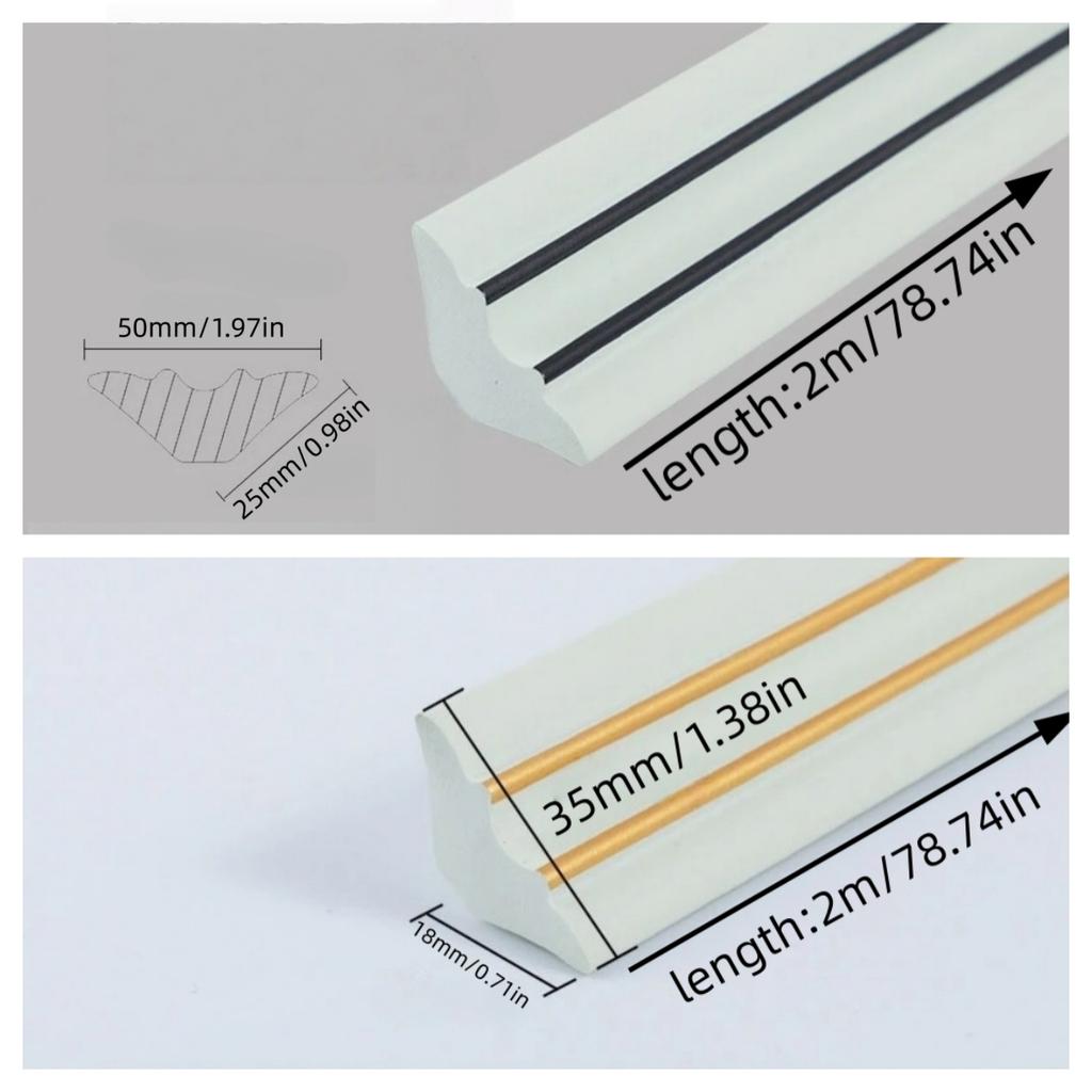 1pc 2mx3.5cm/5cm Self-Adhesive Soft Material Wall Gap Decor Line Baseboard Ceiling Molding Line Tile Gap Decor Line Wall Trim